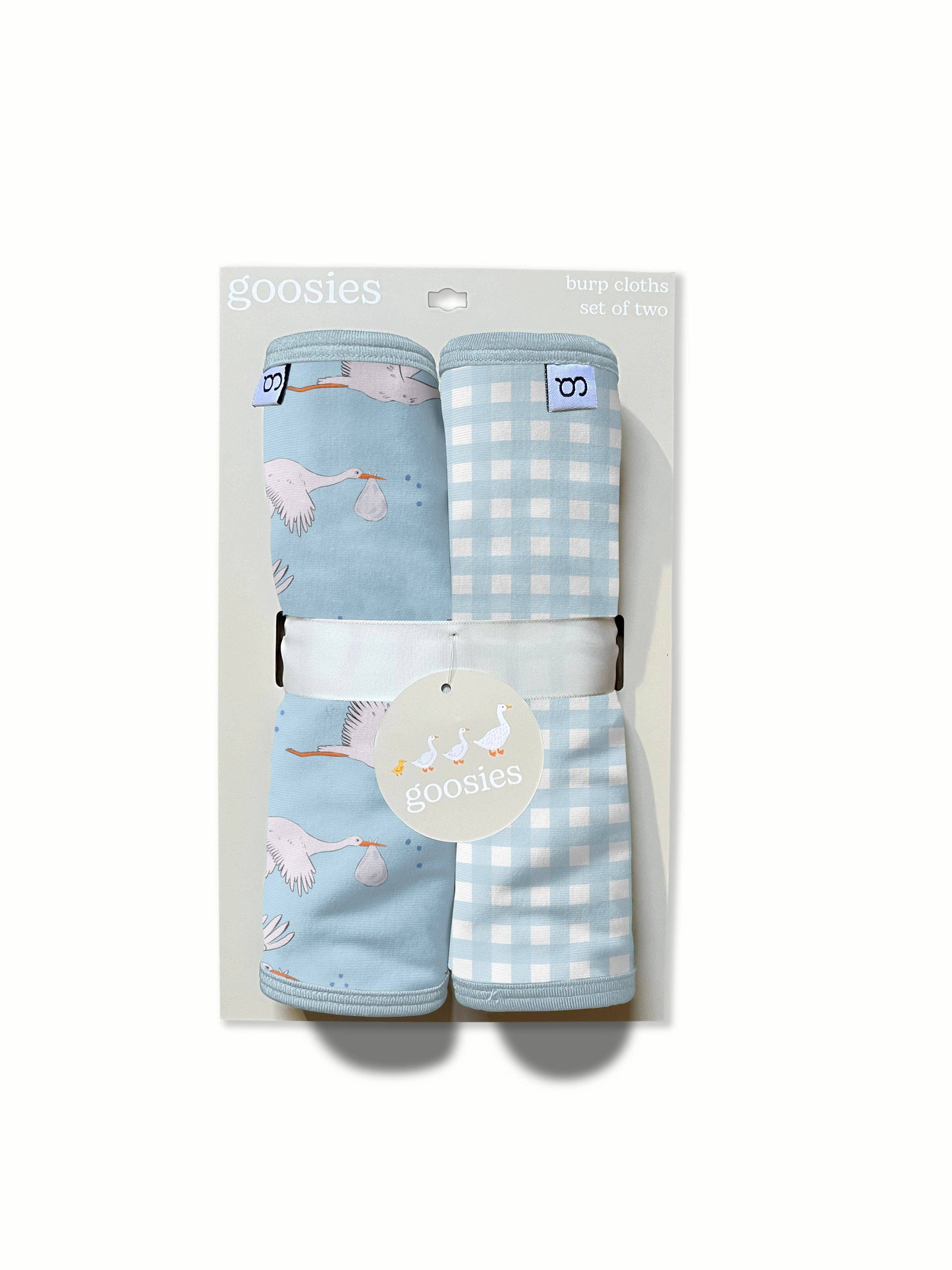Baby Boy (Blue Storks/Gingham) Burp Cloth Set