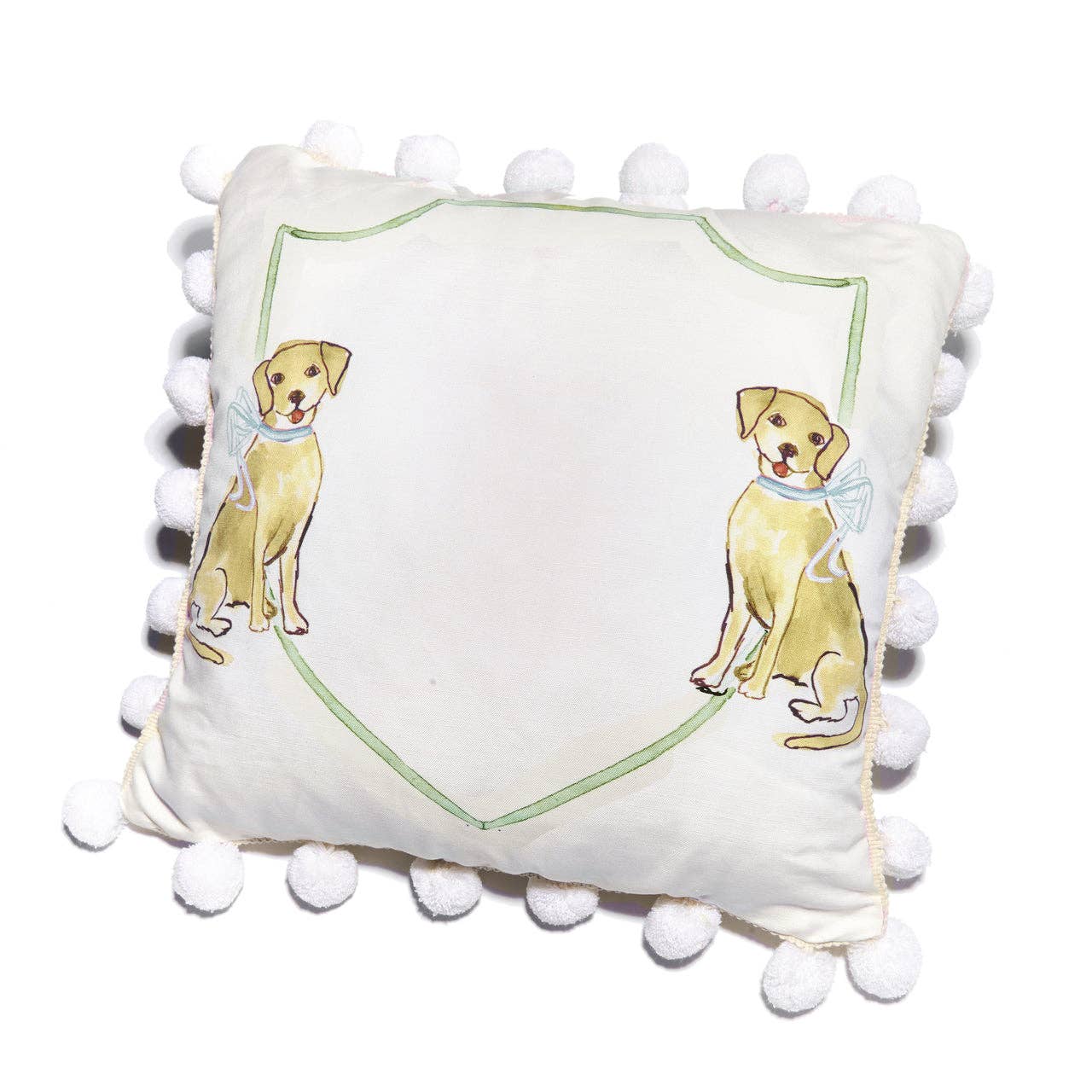 Retriever with Blue Bow Pillow