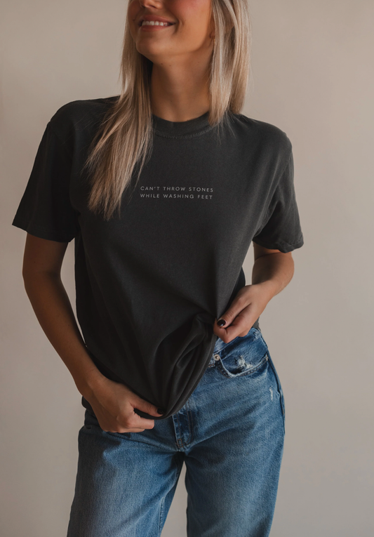 Can't Throw Stones Tee- Charcoal | Christian Faith Tee: XL