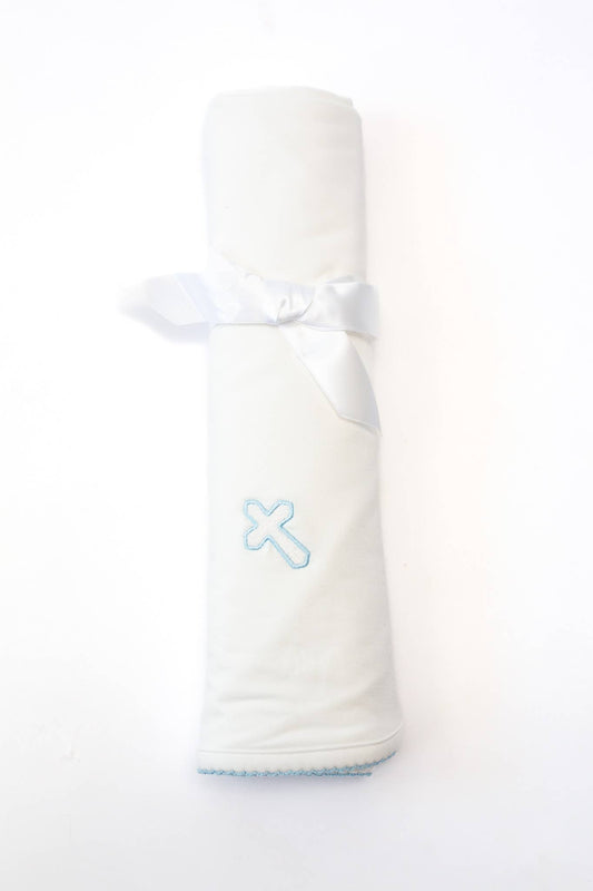 Blue Cross  (Easter/Baptism/Christian) Embroidered Blanket